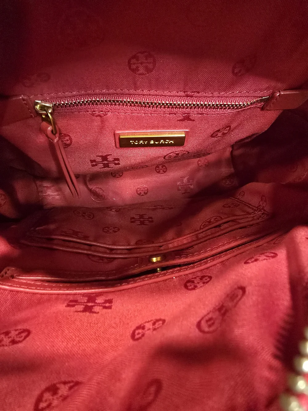 Tory Burch Red Emerson Leather Croc-Embossed Backpack & Wallet Set
